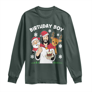Birthday Boy Jesus Christmas Long Sleeve Shirt Christian Xmas TS10 Dark Forest Green Print Your Wear