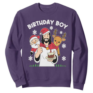 Birthday Boy Jesus Christmas Sweatshirt Christian Xmas TS10 Purple Print Your Wear