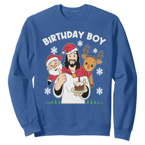 Birthday Boy Jesus Christmas Sweatshirt Christian Xmas TS10 Royal Blue Print Your Wear