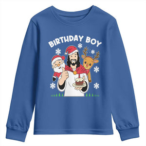Birthday Boy Jesus Christmas Youth Sweatshirt Christian Xmas TS10 Royal Blue Print Your Wear