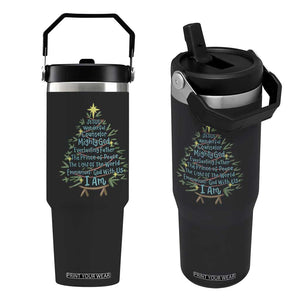 Jesus Names Christmas Tree Flip Straw Tumbler Christian Bible Verse Xmas TS10 One Size: 30 oz Black Print Your Wear