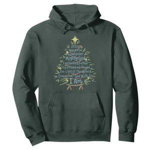 Jesus Names Christmas Tree Hoodie Christian Bible Verse Xmas TS10 Dark Forest Green Print Your Wear