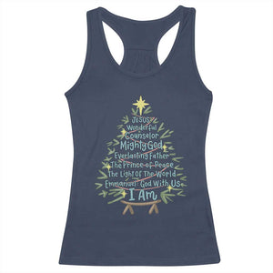 Jesus Names Christmas Tree Racerback Tank Top Christian Bible Verse Xmas TS10 Navy Print Your Wear