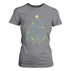 Jesus Names Christmas Tree T Shirt For Women Christian Bible Verse Xmas TS10 Charcoal Print Your Wear