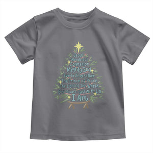 Jesus Names Christmas Tree Toddler T Shirt Christian Bible Verse Xmas TS10 Charcoal Print Your Wear