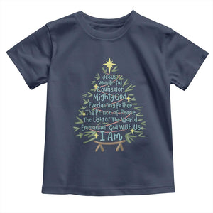 Jesus Names Christmas Tree Toddler T Shirt Christian Bible Verse Xmas TS10 Navy Print Your Wear