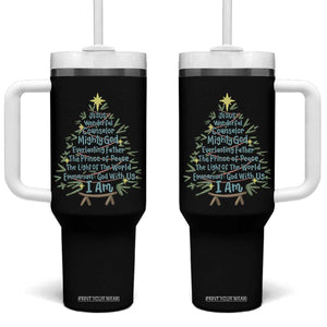 Jesus Names Christmas Tree Tumbler With Handle Christian Bible Verse Xmas TS10 One Size: 40 oz Black Print Your Wear