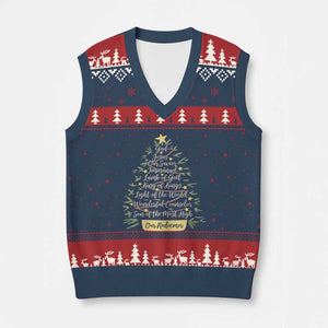 Xmas Christian V-Neck Knit Sweater Vest Jesus Names Tree Religious Faith TS10 Navy Red Print Your Wear