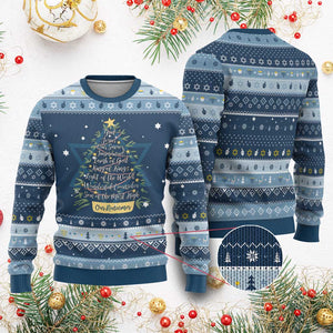 Christmas Christian Hanukkah Ugly Sweater Jesus Names Tree Religious Faith TS10 Navy Light Blue Print Your Wear