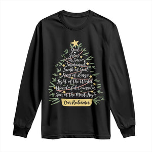 Christmas Christian Long Sleeve Shirt Jesus Names Tree Religious Faith TS10 Black Print Your Wear