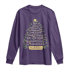 Christmas Christian Long Sleeve Shirt Jesus Names Tree Religious Faith TS10 Purple Print Your Wear