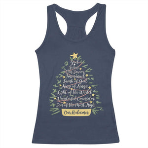 Christmas Christian Racerback Tank Top Jesus Names Tree Religious Faith TS10 Navy Print Your Wear