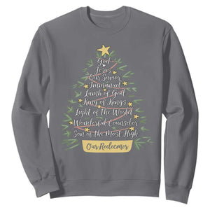 Christmas Christian Sweatshirt Jesus Names Tree Religious Faith TS10 Charcoal Print Your Wear