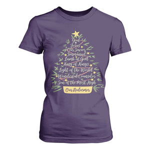 Christmas Christian T Shirt For Women Jesus Names Tree Religious Faith TS10 Purple Print Your Wear