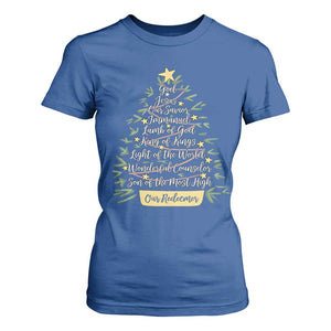 Christmas Christian T Shirt For Women Jesus Names Tree Religious Faith TS10 Royal Blue Print Your Wear