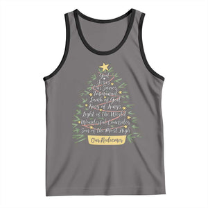 Christmas Christian Tank Top Jesus Names Tree Religious Faith TS10 Deep Heather Black Print Your Wear