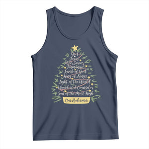 Christmas Christian Tank Top Jesus Names Tree Religious Faith TS10 Navy Print Your Wear