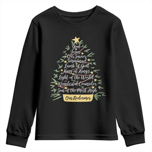 Christmas Christian Youth Sweatshirt Jesus Names Tree Religious Faith TS10 Black Print Your Wear