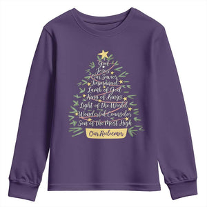 Christmas Christian Youth Sweatshirt Jesus Names Tree Religious Faith TS10 Purple Print Your Wear