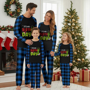 It's My Birthday Christmas Plaid Pajama Set Funny Bday Xmas TS10 Blue Plaid Print Your Wear