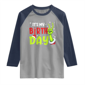 It's My Birthday Christmas Raglan Shirt Funny Bday Xmas TS10 Sport Gray Navy Print Your Wear