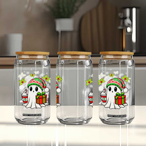 Ghost Santa Christmas Glass Can Holiday Xmas Halloween TS10 Print Your Wear