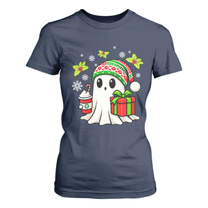 Ghost Santa Christmas T Shirt For Women Holiday Xmas Halloween TS10 Navy Print Your Wear