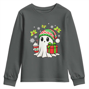Ghost Santa Christmas Youth Sweatshirt Holiday Xmas Halloween TS10 Dark Heather Print Your Wear