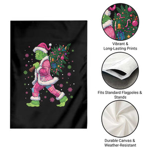 Bigfoot Christmas Tree Garden Flag Pink Xmas Funny Green Sasquatch TS10 Print Your Wear