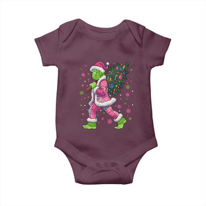 Bigfoot Christmas Tree Baby Onesie Pink Xmas Funny Green Sasquatch TS10 Maroon Print Your Wear