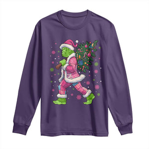 Bigfoot Christmas Tree Long Sleeve Shirt Pink Xmas Funny Green Sasquatch TS10 Purple Print Your Wear
