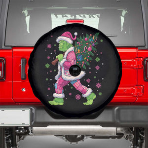 Bigfoot Christmas Tree Spare Tire Cover Pink Xmas Funny Green Sasquatch TS10 Black Print Your Wear