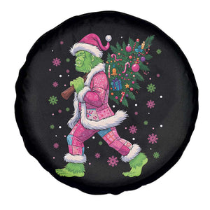 Bigfoot Christmas Tree Spare Tire Cover Pink Xmas Funny Green Sasquatch TS10 Print Your Wear