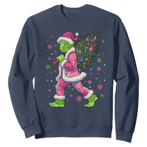 Bigfoot Christmas Tree Sweatshirt Pink Xmas Funny Green Sasquatch TS10 Navy Print Your Wear