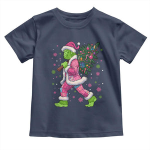 Bigfoot Christmas Tree Toddler T Shirt Pink Xmas Funny Green Sasquatch TS10 Navy Print Your Wear