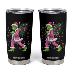 Bigfoot Christmas Tree Tumbler Cup Pink Xmas Funny Green Sasquatch TS10 Black Print Your Wear