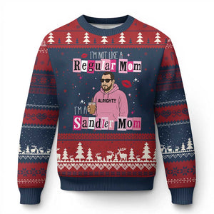 Not A Regular Mom I'm A Sandler Mom Ugly Christmas Sweater Retro Movie Actor Adam Fan TS10 Navy Red Print Your Wear