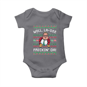 Funny Ugly Christmas Baby Onesie Well La Dee Frickin Da Xmas Saturday Night TS10 Charcoal Print Your Wear