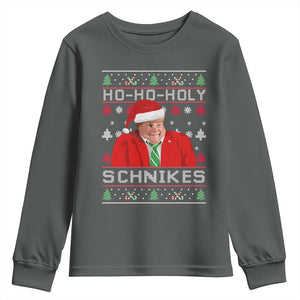 Funny Ugly Christmas Youth Sweatshirt Chris Holy Schnikes Farley TS10 Dark Heather Print Your Wear