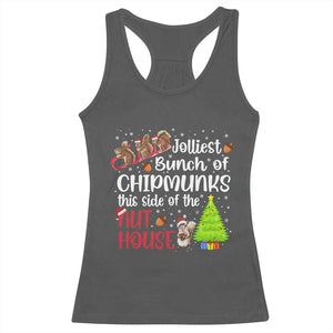 Funny Christmas Racerback Tank Top Jolliest Bunch Of Chipmunks This Side Of The Nut House TS10 Dark Heather Print Your Wear