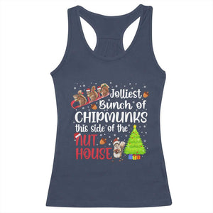 Funny Christmas Racerback Tank Top Jolliest Bunch Of Chipmunks This Side Of The Nut House TS10 Navy Print Your Wear