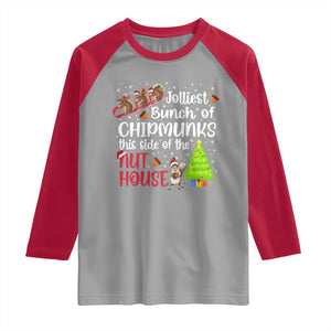 Funny Christmas Raglan Shirt Jolliest Bunch Of Chipmunks This Side Of The Nut House TS10 Sport Gray Red Print Your Wear