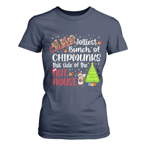Funny Christmas T Shirt For Women Jolliest Bunch Of Chipmunks This Side Of The Nut House TS10 Navy Print Your Wear