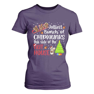 Funny Christmas T Shirt For Women Jolliest Bunch Of Chipmunks This Side Of The Nut House TS10 Purple Print Your Wear