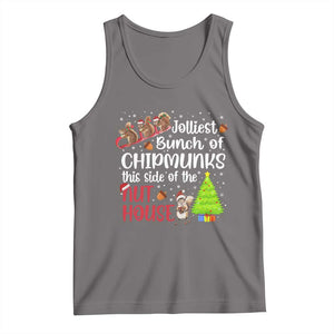 Funny Christmas Tank Top Jolliest Bunch Of Chipmunks This Side Of The Nut House TS10 Deep Heather Print Your Wear