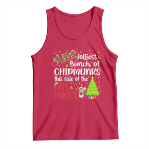 Funny Christmas Tank Top Jolliest Bunch Of Chipmunks This Side Of The Nut House TS10 Red Print Your Wear