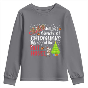 Funny Christmas Youth Sweatshirt Jolliest Bunch Of Chipmunks This Side Of The Nut House TS10 Charcoal Print Your Wear