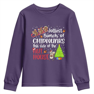 Funny Christmas Youth Sweatshirt Jolliest Bunch Of Chipmunks This Side Of The Nut House TS10 Purple Print Your Wear