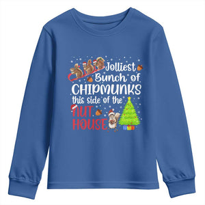 Funny Christmas Youth Sweatshirt Jolliest Bunch Of Chipmunks This Side Of The Nut House TS10 Royal Blue Print Your Wear