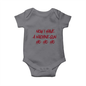 Now I Have A Machine Gun Baby Onesie Funny Retro 90s Movie Jumper TS10 Charcoal Print Your Wear